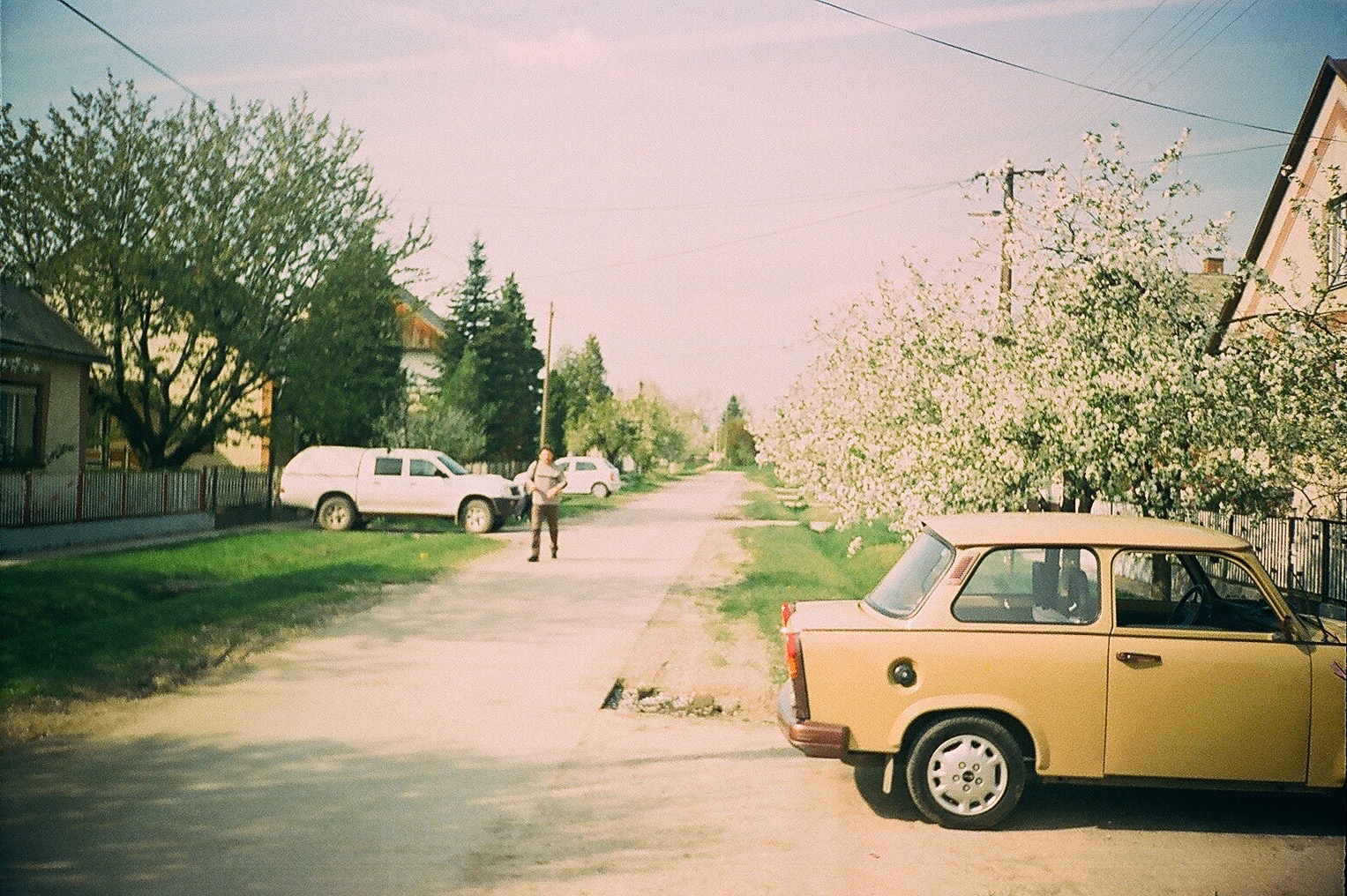My uncle's Trabant, photographed on film in 2004